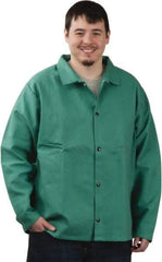 PRO-SAFE - Size L Flame Resistant/Retardant Jacket - Green, Cotton, Snaps Closure, 42 to 44" Chest - Eagle Tool & Supply