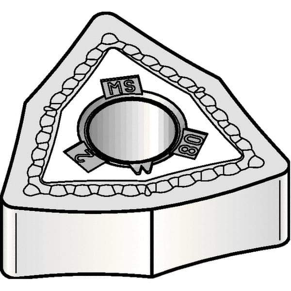 Kennametal - WNMG431 MS Grade KCU10 Carbide Turning Insert - TiAlN Finish, 80° Trigon, 1/2" Inscr Circle, 3/16" Thick, 1/64" Corner Radius - Eagle Tool & Supply