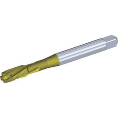 Kennametal - 1/2-13 UNC 3 Flute 3BX Plug Spiral Flute Tap - Powdered Metal, TiCN/TiN Finish, 110mm OAL, Left Hand Flute, Right Hand Thread, Series T621 - Eagle Tool & Supply