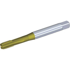 Kennametal - 5/16-24 UNF 3BX 4 Flute TiCN/TiN Finish Powdered Metal Straight Flute Machine Tap - Modified Bottoming, Right Hand Thread, 90mm OAL, 13mm Thread Length, Oversize, Through Coolant - Exact Industrial Supply