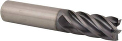 Kennametal - 3/4", 1-1/2" LOC, 3/4" Shank Diam, 4" OAL, 6 Flute, Solid Carbide Square End Mill - Single End, AlTiN Finish, Spiral Flute, 38° Helix, Centercutting, Right Hand Cut, Right Hand Flute, Series UJDE - Eagle Tool & Supply