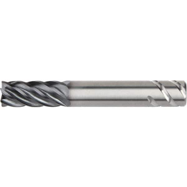 Kennametal - 1-1/4", 6 Flute, Single End, Solid Carbide, 0.03" Corner Radius End Mill - 5" OAL, 38° Helix, Right Hand Flute, 2-1/4" LOC, Right Hand Cut - Eagle Tool & Supply