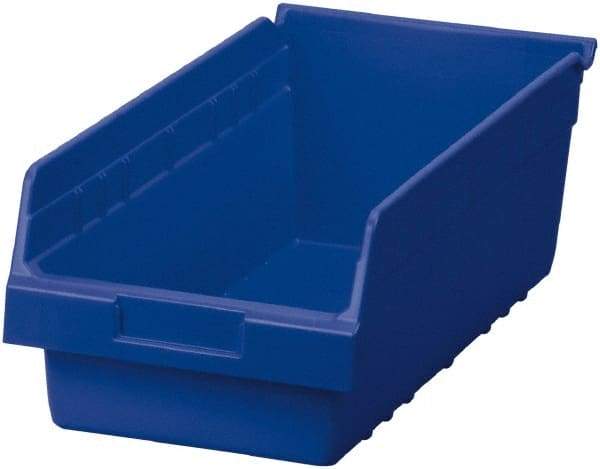 Akro-Mils - 17-7/8" Deep, Blue Polymer Hopper Shelf Bin - 6" High x 8-3/8" Wide x 17-7/8" Long - Eagle Tool & Supply