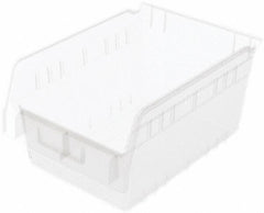 Akro-Mils - 11-5/8" Deep, Clear Polymer Hopper Shelf Bin - 6" High x 8-3/8" Wide x 11-5/8" Long - Eagle Tool & Supply