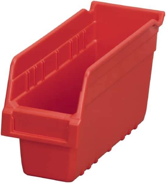 Akro-Mils - 11-5/8" Deep, Red Polymer Hopper Shelf Bin - 6" High x 4-1/8" Wide x 11-5/8" Long - Eagle Tool & Supply