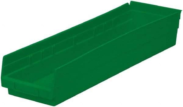 Akro-Mils - 321 Lb. Load Capacity, 23-5/8" Deep, Green Hopper Shelf Bin - 4" High x 6-5/8" Wide x 23-5/8" Long - Eagle Tool & Supply