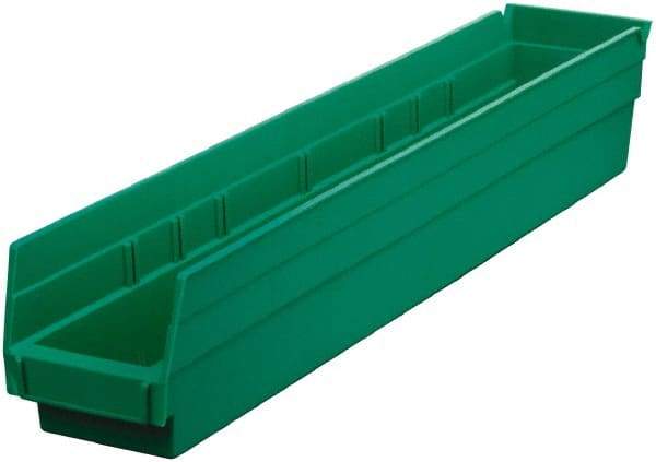 Akro-Mils - 199 Lb. Load Capacity, 23-5/8" Deep, Green Hopper Shelf Bin - 4" High x 4-1/8" Wide x 23-5/8" Long - Eagle Tool & Supply