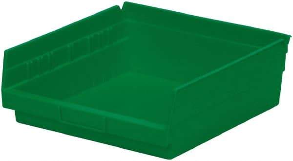 Akro-Mils - 197 Lb. Load Capacity, 11-5/8" Deep, Green Hopper Shelf Bin - 4" High x 11-1/8" Wide x 11-5/8" Long - Eagle Tool & Supply