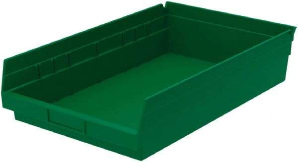 Akro-Mils - 292 Lb. Load Capacity, 17-7/8" Deep, Green Hopper Shelf Bin - 4" High x 11-1/8" Wide x 17-7/8" Long - Eagle Tool & Supply