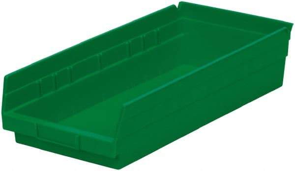 Akro-Mils - 214 Lb. Load Capacity, 17-7/8" Deep, Green Hopper Shelf Bin - 4" High x 8-3/8" Wide x 17-7/8" Long - Eagle Tool & Supply