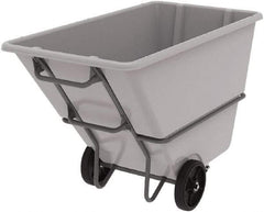 Akro-Mils - 2,000 Lb Load Capacity, 1 Cu Yd, Plastic Tilt Truck - 33" Wide x 66" Long x 42" High, Gray - Eagle Tool & Supply