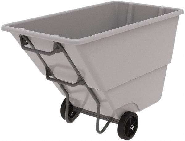 Akro-Mils - 1,000 Lb Load Capacity, 1 Cu Yd, Plastic Tilt Truck - 33" Wide x 66" Long x 42" High, Gray - Eagle Tool & Supply