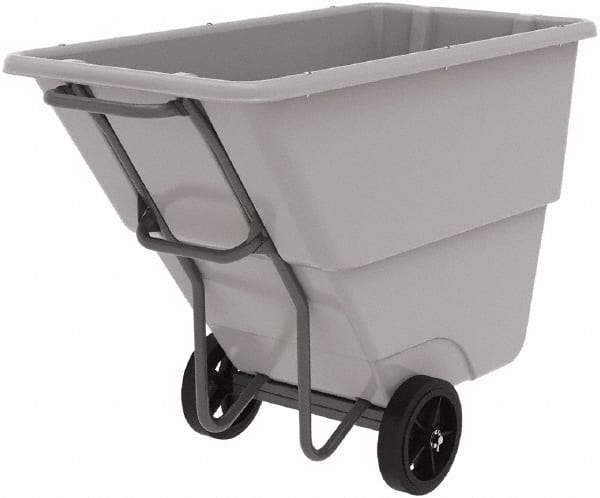 Akro-Mils - 1,000 Lb Load Capacity, 1/2 Cu Yd, Plastic Tilt Truck - 27" Wide x 54" Long x 36" High, Gray - Eagle Tool & Supply