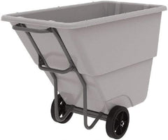 Akro-Mils - 1,000 Lb Load Capacity, 1/2 Cu Yd, Plastic Tilt Truck - 27" Wide x 54" Long x 36" High, Gray - Eagle Tool & Supply