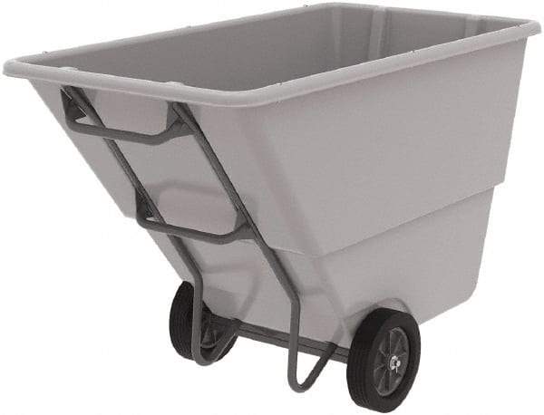 Akro-Mils - 600 Lb Load Capacity, 1 Cu Yd, Plastic Tilt Truck - 33" Wide x 66" Long x 42" High, Gray - Eagle Tool & Supply