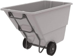 Akro-Mils - 600 Lb Load Capacity, 1 Cu Yd, Plastic Tilt Truck - 33" Wide x 66" Long x 42" High, Gray - Eagle Tool & Supply