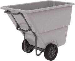 Akro-Mils - 600 Lb Load Capacity, 1/2 Cu Yd, Plastic Tilt Truck - 27" Wide x 54" Long x 36" High, Gray - Eagle Tool & Supply
