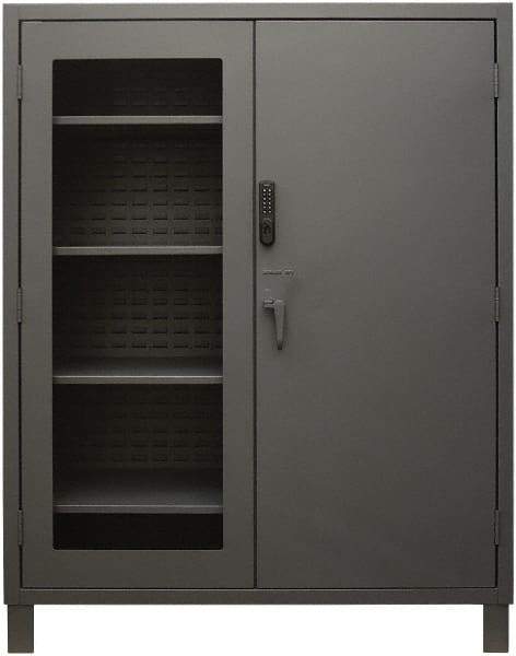 Durham - 4 Shelf Locking Storage Cabinet - Steel, 60" Wide x 24" Deep x 78" High, Gray - Eagle Tool & Supply