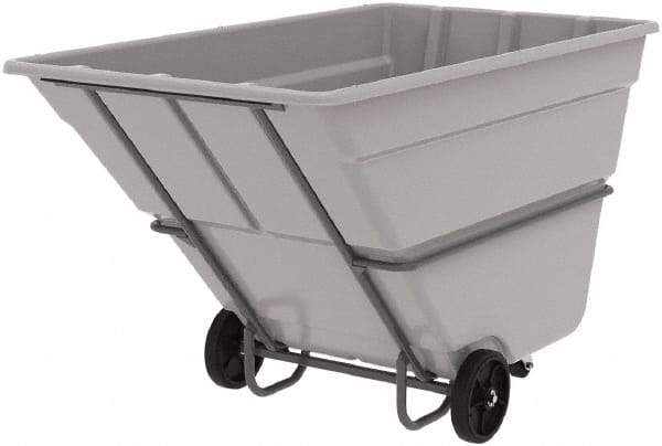 Akro-Mils - 2,000 Lb Load Capacity, 2 Cu Yd, Plastic Tilt Truck - 48" Wide x 85" Long x 51" High, Gray - Eagle Tool & Supply