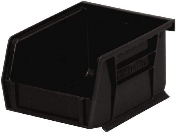 Akro-Mils - 10 Lb. Load Capacity, 5-3/8" Deep, Black Polymer Hopper Stacking Bin - 3" High x 4-1/8" Wide x 5-3/8" Long - Eagle Tool & Supply