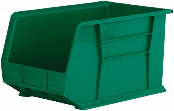 Akro-Mils - 60 Lb. Load Capacity, 18" Deep, Green Polymer Hopper Stacking Bin - 10" High x 11" Wide x 18" Long - Eagle Tool & Supply