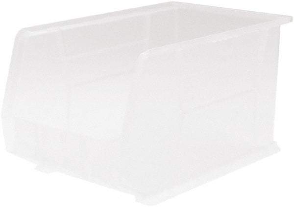 Akro-Mils - 60 Lb. Load Capacity, 18" Deep, Clear Polymer Hopper Stacking Bin - 10" High x 11" Wide x 18" Long - Eagle Tool & Supply