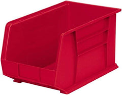 Akro-Mils - 60 Lb. Load Capacity, 18" Deep, Red Polymer Hopper Stacking Bin - 10" High x 11" Wide x 18" Long - Eagle Tool & Supply