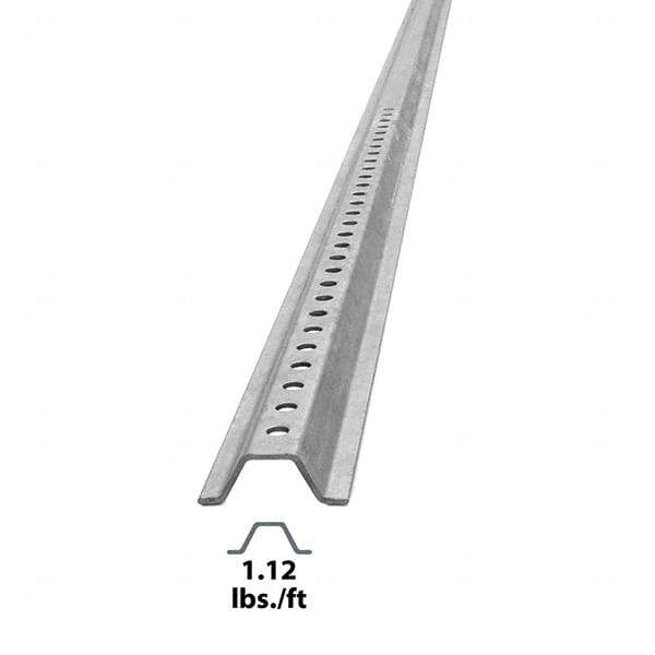 Nucor - 8' High, Galvanized Traffic Sign Post - Steel, 3/8" Hole Diam, Silver - Eagle Tool & Supply