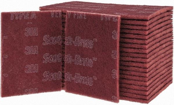 3M - Very Fine Grade, Aluminum Oxide Hand Pad - Maroon, 6" Wide x 9" Long, Nonwoven - Eagle Tool & Supply