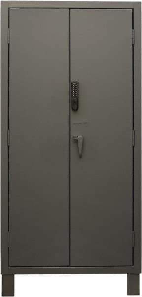 Durham - 4 Shelf Locking Storage Cabinet - Steel, 36" Wide x 24" Deep x 78" High, Gray - Eagle Tool & Supply