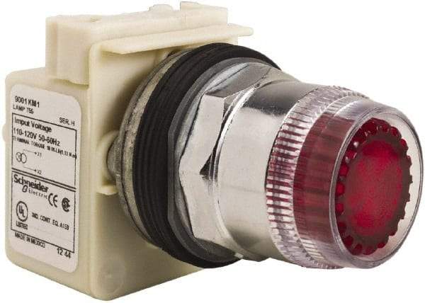 Schneider Electric - 30mm Mount Hole, Extended Straight, Pushbutton Switch Only - Round, Red Pushbutton, Momentary (MO), Weatherproof, Dust and Oil Resistant - Eagle Tool & Supply