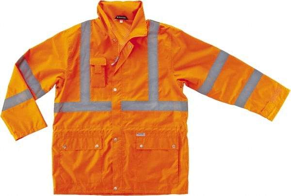 Ergodyne - Size 4XL Cold Weather & High Visibility Jacket - Orange, Polyester, Zipper, Snaps Closure - Eagle Tool & Supply