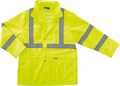 Ergodyne - Size 5XL Cold Weather & High Visibility Jacket - Lime, Polyester, Zipper, Snaps Closure - Eagle Tool & Supply