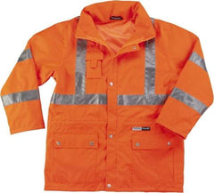 Ergodyne - Size 2XL High Visibility Jacket - Orange, Polyester, Zipper, Snaps Closure - Eagle Tool & Supply