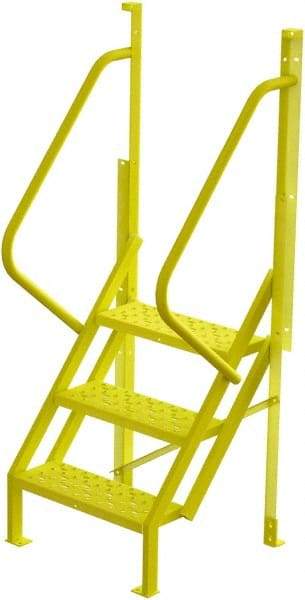 TRI-ARC - 72" 3 Step Configurable Crossover Ladder - 50° Incline, 1,000 Lb Capacity, 30" Platform Height, 30" Base Width x 27" Base Depth, Perforated Tread - Eagle Tool & Supply