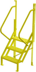 TRI-ARC - 72" 3 Step Configurable Crossover Ladder - 50° Incline, 1,000 Lb Capacity, 30" Platform Height, 30" Base Width x 27" Base Depth, Perforated Tread - Eagle Tool & Supply