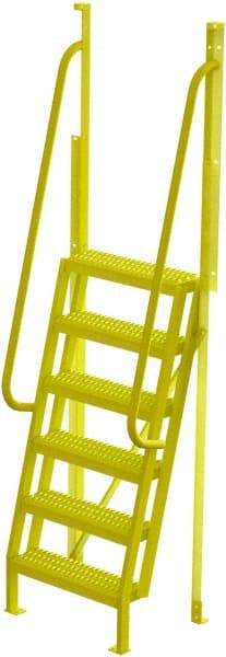 TRI-ARC - 102" 6 Step Configurable Crossover Ladder - 75° Incline, 1,000 Lb Capacity, 60" Platform Height, 30" Base Width x 25-1/2" Base Depth, Serrated - Eagle Tool & Supply