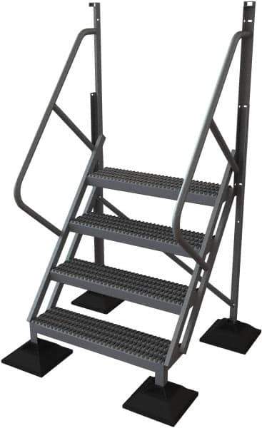TRI-ARC - 82" 4 Step Configurable Rooftop Ladder - 50° Incline, 500 Lb Capacity, 40" Platform Height, 52-3/4" Base Width x 40" Base Depth, Serrated - Eagle Tool & Supply