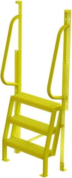 TRI-ARC - 72" 3 Step Configurable Crossover Ladder - 75° Incline, 1,000 Lb Capacity, 30" Platform Height, 30" Base Width x 18" Base Depth, Serrated - Eagle Tool & Supply