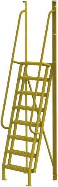TRI-ARC - 122" 8 Step Configurable Crossover Ladder - 75° Incline, 1,000 Lb Capacity, 80" Platform Height, 30" Base Width x 30-1/2" Base Depth, Serrated - Eagle Tool & Supply
