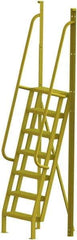 TRI-ARC - 112" 7 Step Configurable Crossover Ladder - 75° Incline, 1,000 Lb Capacity, 70" Platform Height, 30" Base Width x 28" Base Depth, Serrated - Eagle Tool & Supply