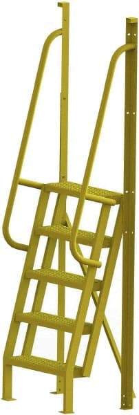 TRI-ARC - 92" 5 Step Configurable Crossover Ladder - 75° Incline, 1,000 Lb Capacity, 50" Platform Height, 30" Base Width x 23" Base Depth, Serrated - Eagle Tool & Supply