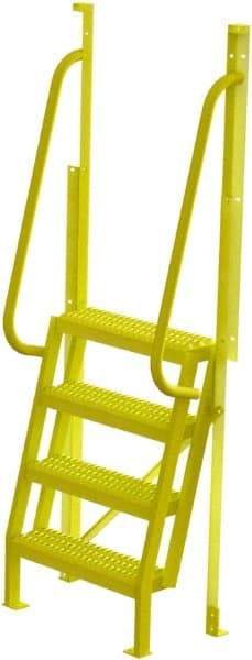 TRI-ARC - 82" 4 Step Configurable Crossover Ladder - 75° Incline, 1,000 Lb Capacity, 40" Platform Height, 30" Base Width x 20-1/2" Base Depth, Serrated - Eagle Tool & Supply