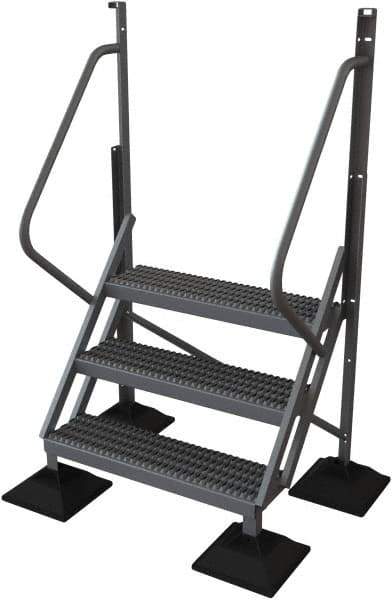 TRI-ARC - 72" 3 Step Configurable Rooftop Ladder - 50° Incline, 500 Lb Capacity, 30" Platform Height, 52-3/4" Base Width x 30" Base Depth, Serrated - Eagle Tool & Supply