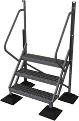 TRI-ARC - 72" 3 Step Configurable Rooftop Ladder - 50° Incline, 500 Lb Capacity, 30" Platform Height, 52-3/4" Base Width x 30" Base Depth, Serrated - Eagle Tool & Supply