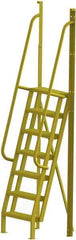 TRI-ARC - 112" 7 Step Configurable Crossover Ladder - 75° Incline, 1,000 Lb Capacity, 70" Platform Height, 30" Base Width x 28" Base Depth, Perforated Tread - Eagle Tool & Supply