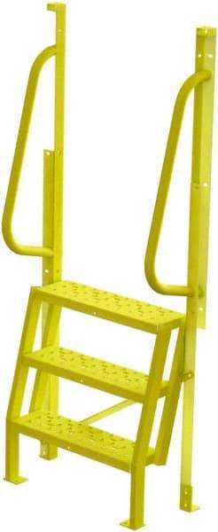 TRI-ARC - 72" 3 Step Configurable Crossover Ladder - 75° Incline, 1,000 Lb Capacity, 30" Platform Height, 30" Base Width x 18" Base Depth, Perforated Tread - Eagle Tool & Supply