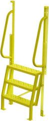 TRI-ARC - 72" 3 Step Configurable Crossover Ladder - 75° Incline, 1,000 Lb Capacity, 30" Platform Height, 30" Base Width x 18" Base Depth, Perforated Tread - Eagle Tool & Supply
