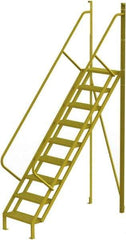 TRI-ARC - 132" 9 Step Configurable Crossover Ladder - 50° Incline, 1,000 Lb Capacity, 90" Platform Height, 30" Base Width x 78" Base Depth, Serrated - Eagle Tool & Supply
