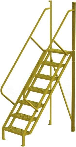 TRI-ARC - 112" 7 Step Configurable Crossover Ladder - 50° Incline, 1,000 Lb Capacity, 70" Platform Height, 30" Base Width x 61" Base Depth, Serrated - Eagle Tool & Supply